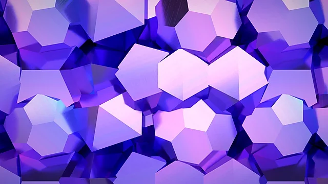 Interlocking violet hexagonal 3D shapes