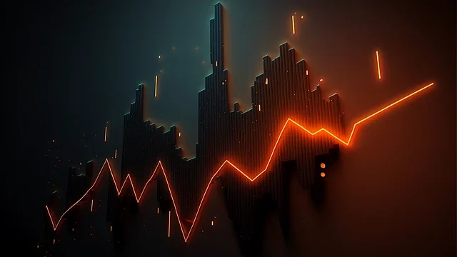 Glowing orange data line over a dark futuristic skyline