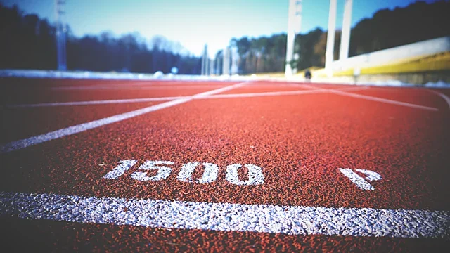 Lanes of an outdoor stadium running track