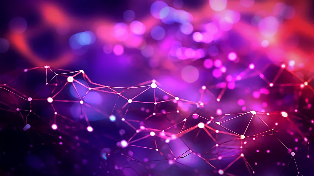 Purple and magenta network of connected points of light