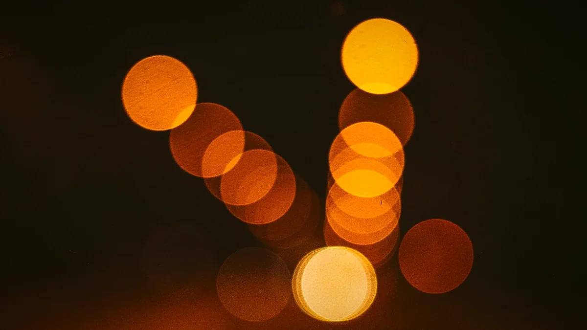 Soft blurred night lights in cool tones