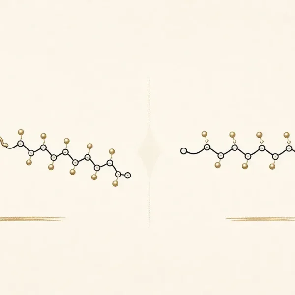 DAC versus no-DAC peptide formula difference shown as separate molecular identities on laboratory labels