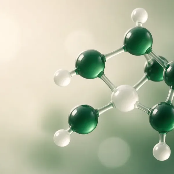 Abstract molecular structure over a soft cream and green gradient