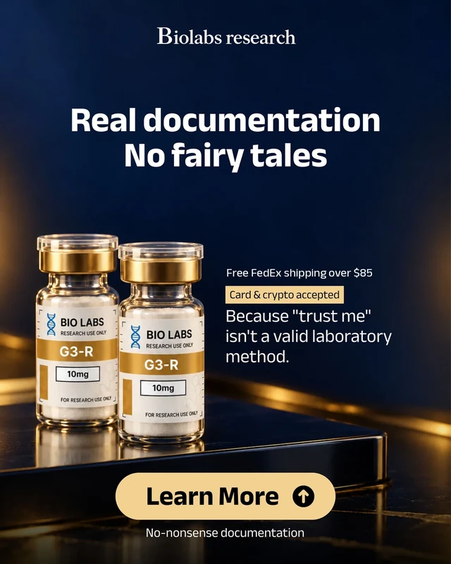 Real documentation, no fairy tales: BioLabs G3-R vials. Card & crypto accepted. Learn More