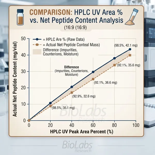 Research note illustration for hplc area percent vs net peptide content