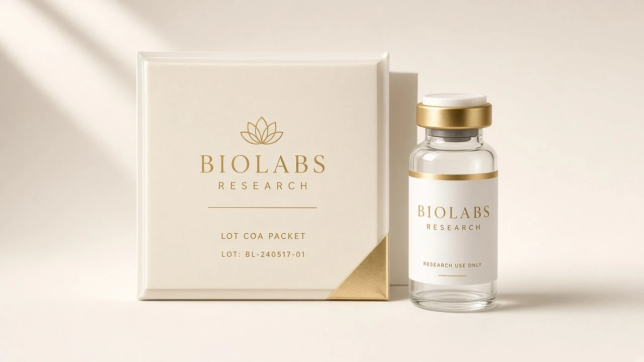 Lot docs packet with BioLabs research vial